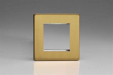 Varilight Flat Plate Screwless Brushed Brass DataGrid Plate 2 Grid