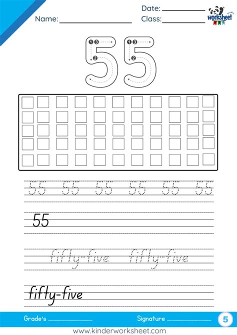 Number Names 51 to 60 Worksheet