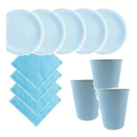 Set Cumpleaños Colores Pastel Plato Vaso Servilleta