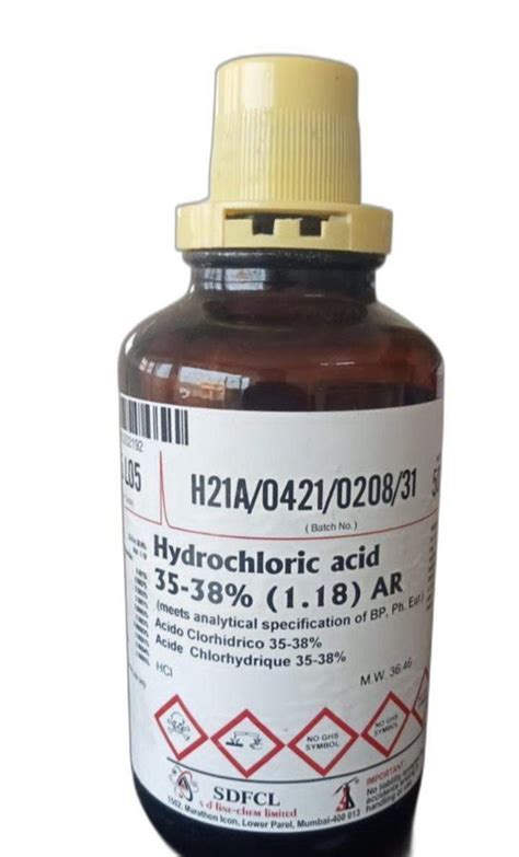 Hydrochloric Acid AR For Industrial 500gm At Rs 414 Bottle In