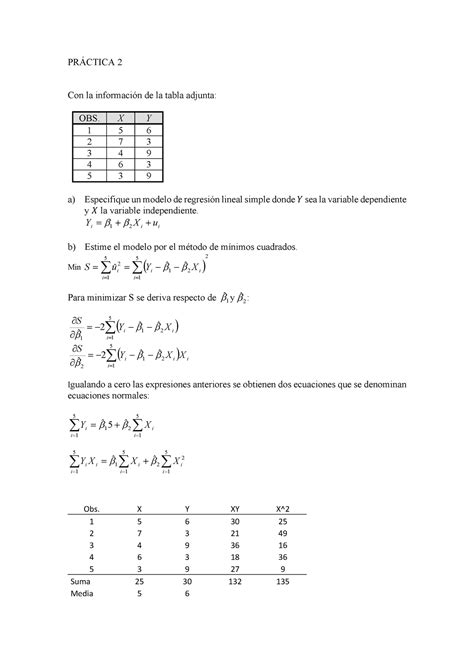 Practica 2 Solución Econometría PRÁCTICA 2 Con la información de la