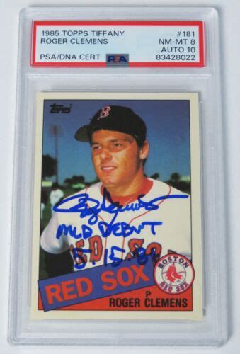 Roger Clemens RED SOX Signed 1985 Topps Tiffany Rookie Card 181 PSA 10