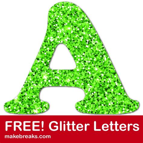 Free Printable Green Glitter Letters - Make Breaks