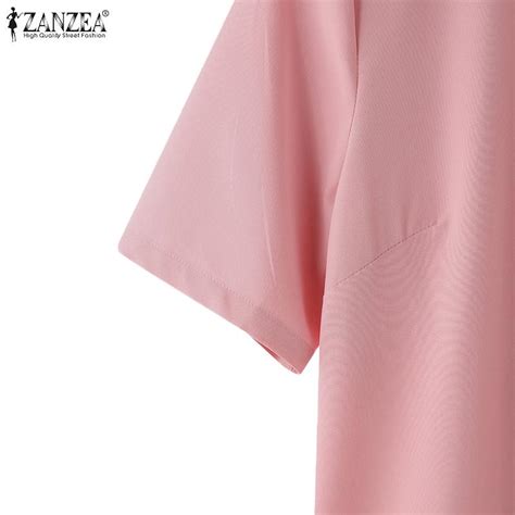 Cheap Zanzea Women Summer Pleated Splice Hem Short Sleeve O Neck Casual