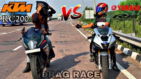 Yamaha R15m 155cc Vs 🔥ktm Rc 200cc 😜 Drag Race Top End Race 🔥 First On