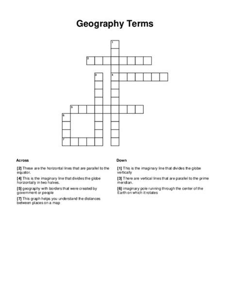 Geography Terms Crossword Puzzle