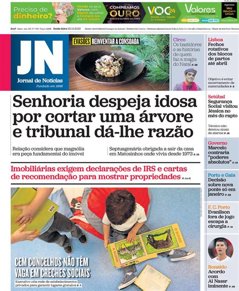 Capa Jornal de Notícias 23 dezembro 2022 capasjornais pt