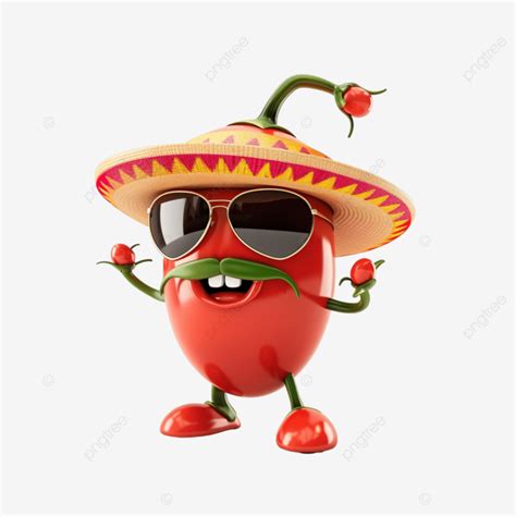 Mexican Chili Pepper Character With Sunglasses And Sombrero Sombrero Hat Chili Png