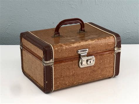 Small Vintage Train Case Vintage Luggage Suitcase Two Tone Etsy