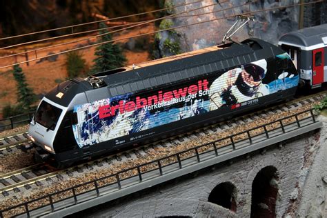 Modell SBB Lokomotive Re 460 200 0 mit Werbung für Erleb Flickr