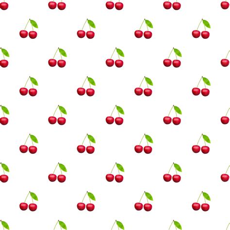 Premium Vector Ripe Red Cherry Berries With Leaves Pattern Vector