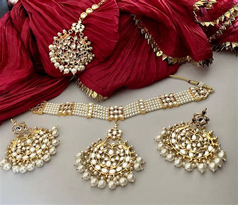 kundan jewelry setkundan choker setgold necklace setbollywood