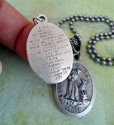 St Francis Of Assisi Peace Medal Necklace Prayer By MarysPrayers