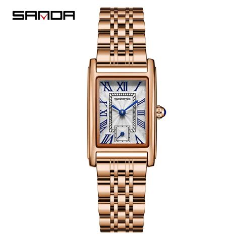 Fashion Sanda Top Brand Elegant Design Rectangle Dial Water Resistant