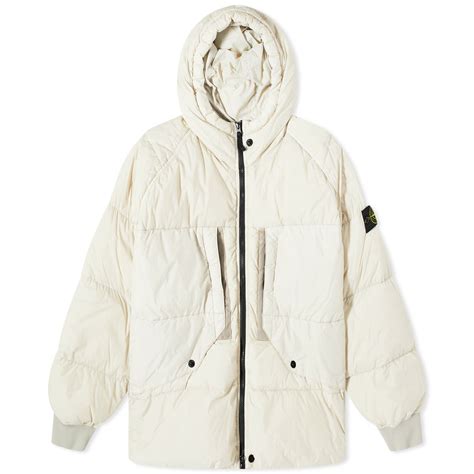 Stone Island Men S Crinkle Reps Hooded Down Jacket In Plaster Stone Island