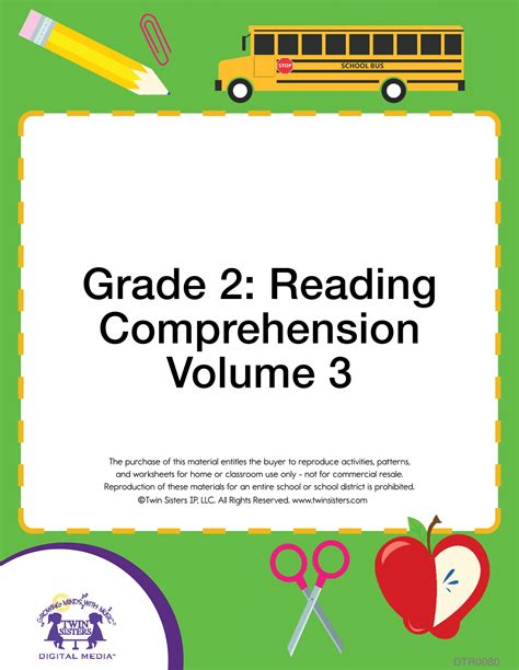 Grade Reading Comprehension Volume Twin Sisters Worksheets Library