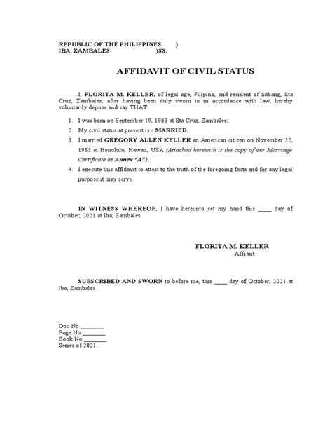 Affidavit Of Civil Status Pdf