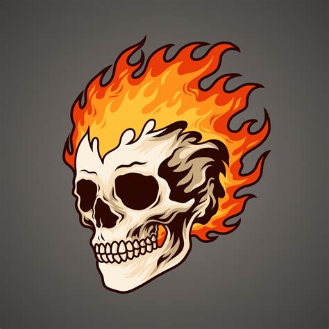 Hand Drawn Skull On Fire Svg Digital Illustration Skeleton Etsy