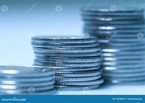 Coins In Blue Stock Photo Image Of Cash Blue Investment 1567852