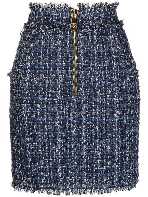 Balmain High Waisted Tweed Mini Skirt Farfetch Mini Skirts Balmain