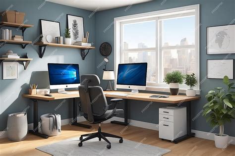 Premium Photo Ergonomic Excellence Flat Vector Healthy Home Office