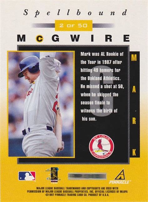 1998 Pinnacle Spellbound 2 Mark McGwire Trading Card Database