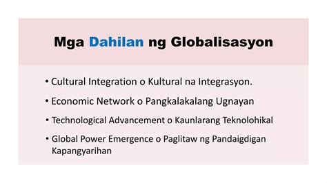 Dimensyon At Epekto Ng Globalisasyon Pptx