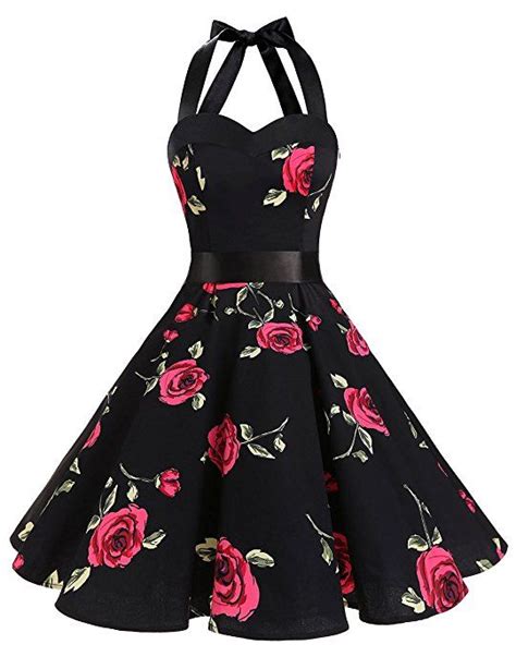 Dresstells Damen Er Jahre Kleid Vintage Cocktailkleid Neckholder