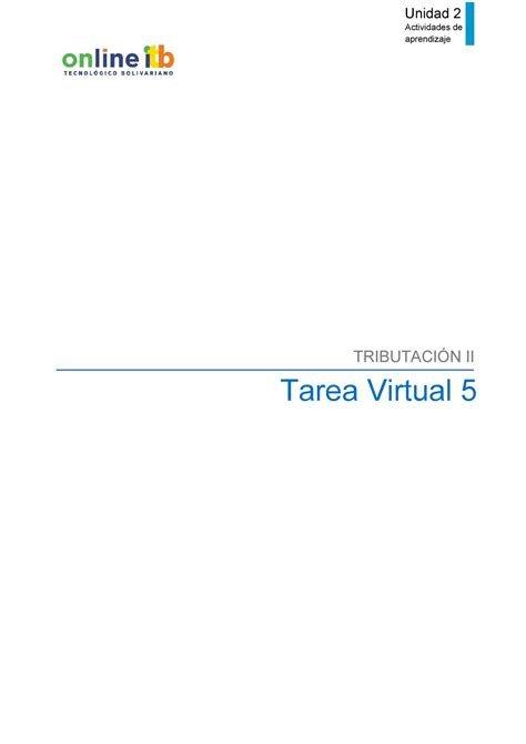 Orientacione S Tarea Virtual Tributacion Ii Unidad Actividades De