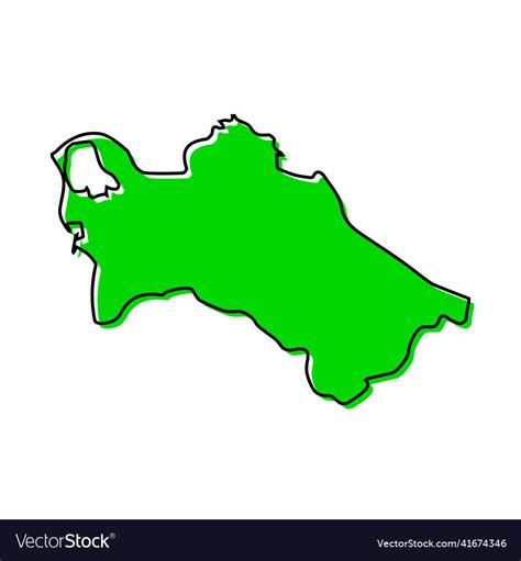 Simple Outline Map Of Turkmenistan Stylized Line Vector Image