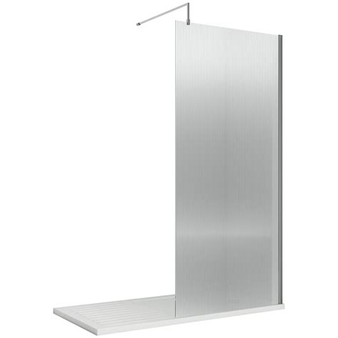 Hudson Reed Polished Chrome 900 Fluted Wetroom Screen With Arms Wrfl19590