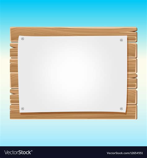 Wooden blank sign board with paper blue sky Vector Image