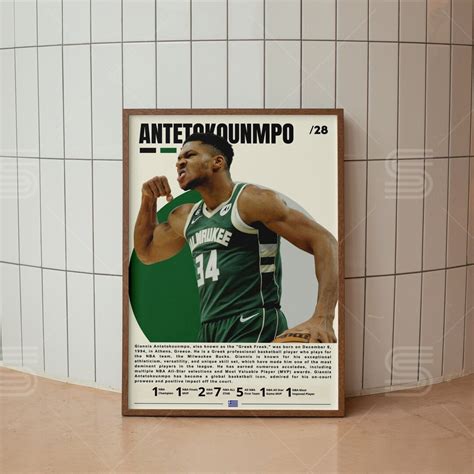 Giannis Antetokounmpo Poster Basketball Player Poster Milwaukee Bucks Posters Sports Poster