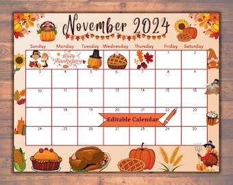 Fillable Editable October Calendar October Printable Etsy