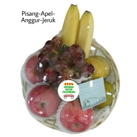 Jual Parcel Buah Apel Pear Jeruk Pisang Keranjang Kecil Gerobak