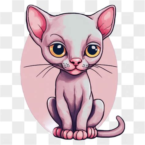 Download Playful and Curious Pink Pygmy Cat in Oval Frame Cartoons Online - Creative Fabrica