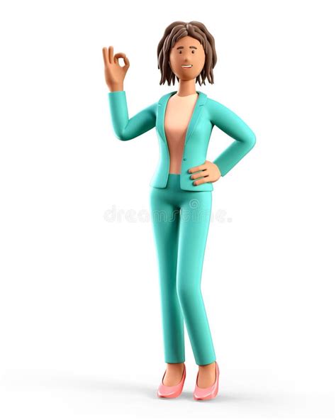 3d Illustration Of Standing African American Woman Showing Ok Gesture