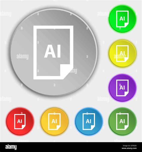 L icône de fichier AI SIGNE Symbole sur huit boutons plats Vector