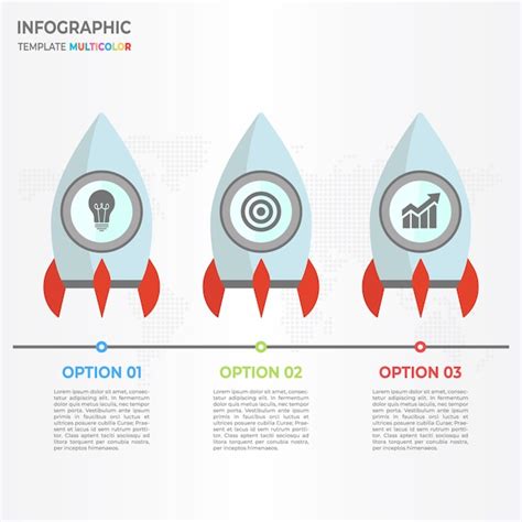 Premium Vector | Rocket timeline infographic 3 options