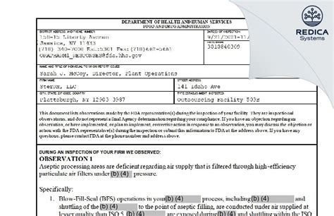 Sterrx Llc Form 483 2021 11 04 Redica Systems Store