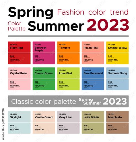 Fashion color trends Spring Summer 2023. Palette fashion colors guide ...