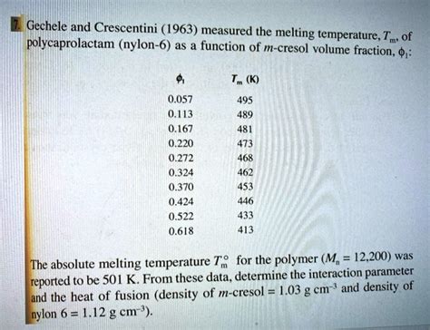 SOLVED Gechele And Crescentini 1963 Measured The Melting Temperature