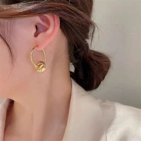 24K Saudi Gold Nasasangla Pawnable 100 Original Knotted Hoop Earrings