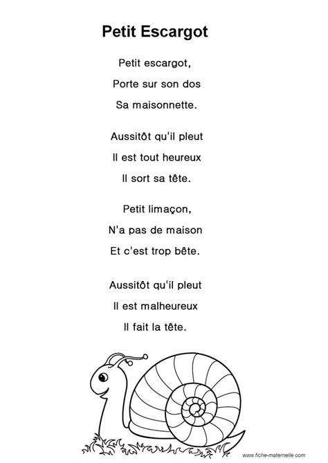 Paroles De La Chanson Petit Escargot Французский язык Обучение