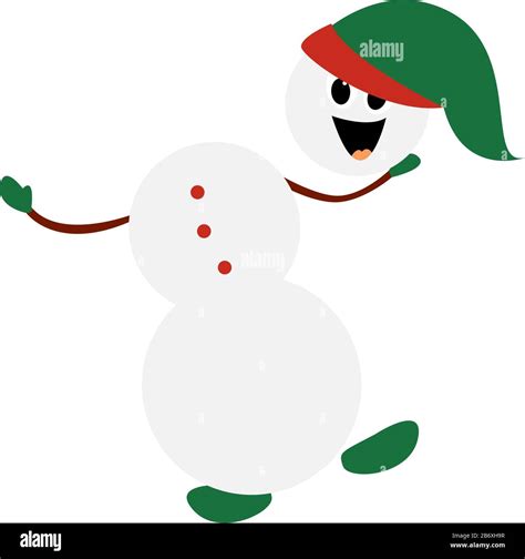 Dancing snowman, illustration, vector on white background Stock Vector ...