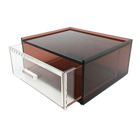 Caja De Acrílico Con Cajonera Transparente Café Perfect Home