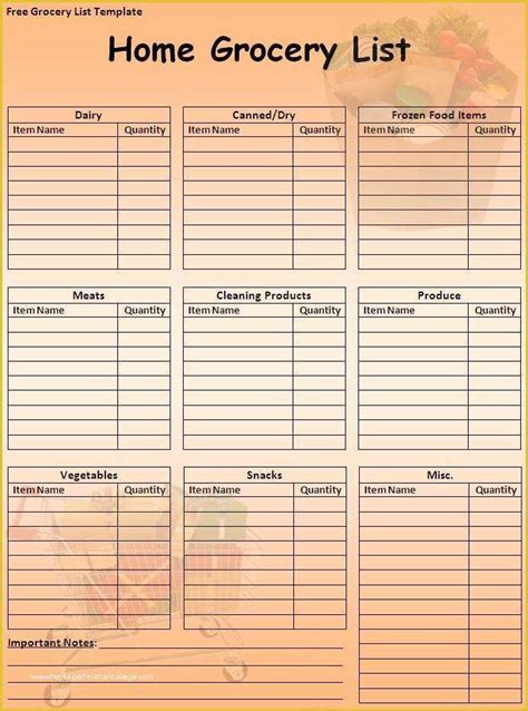 8 Grocery List Excel Template Excel Templates Images