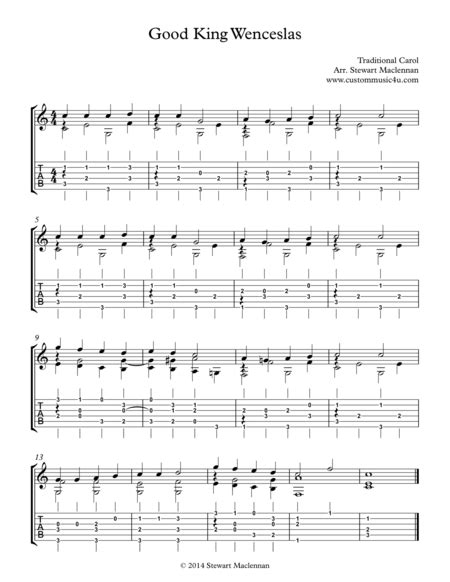 Good King Wenceslas Sheet Music Traditional Guitar Tab