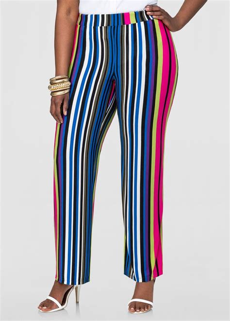 Multi Color Stripe Palazzo Pant Plus Size Bottoms Ashley Stewart 038 F880 In 2020 Striped