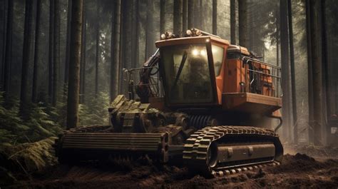 Premium Photo Lumberjack Harvesting Machine Working In The Forest